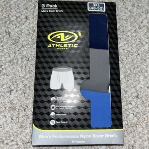 Athletic Works Men's‎ Boxer Briefs 3XL 3PK Blue,Dark Blue, Grey.